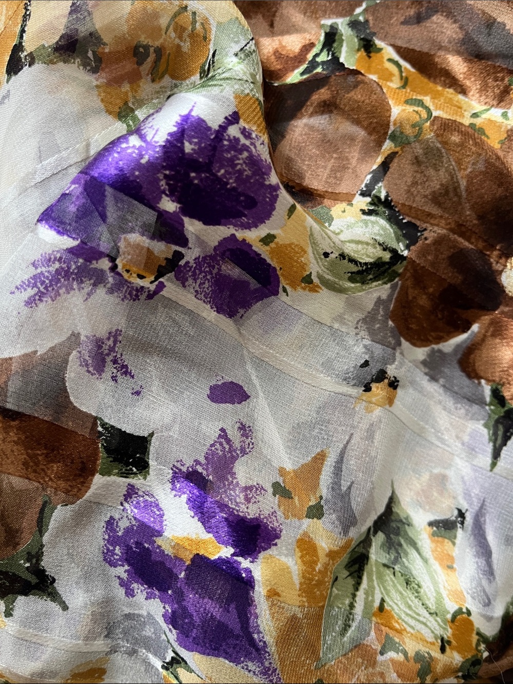 Gorgeous 2.3 mtrs of Italian silk stripe jacquard chiffon with floral print.